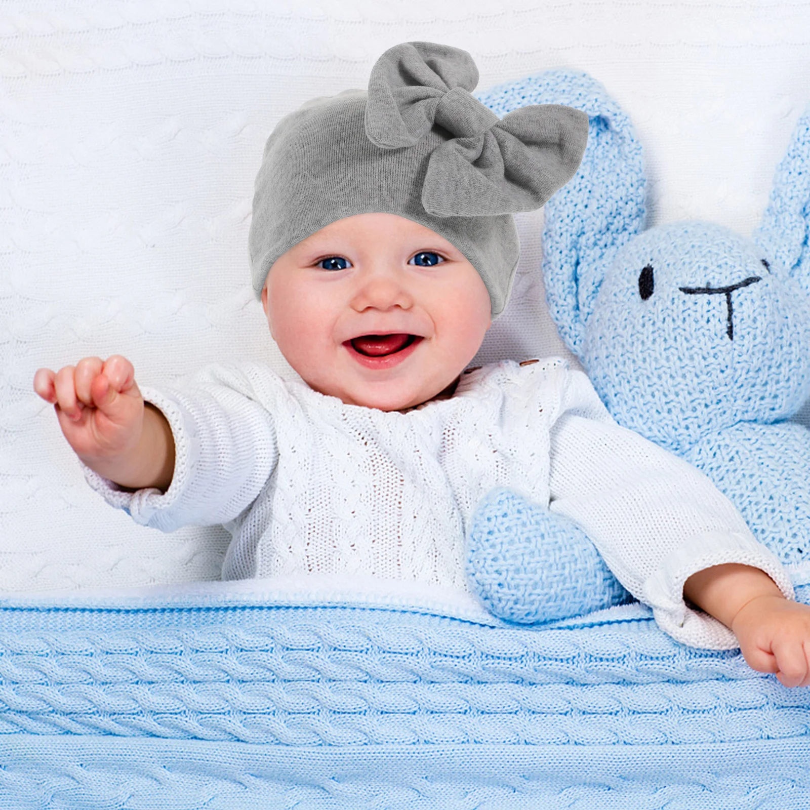 

4Pcs Newborn Baby Hats Cotton Caps Bow Design Lightweight Charming Adorable Infant Headwear Newborn Hats Baby Cap