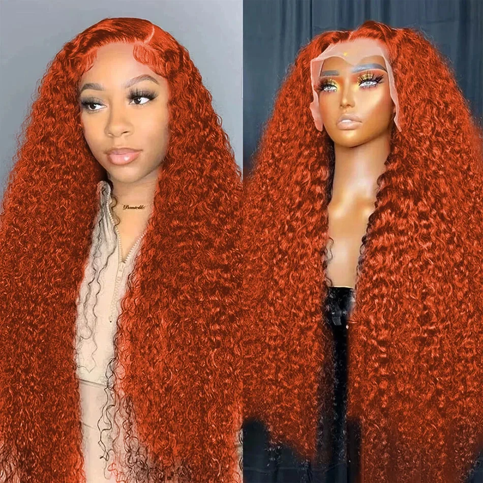 

Lace Frontal Wig 13x6 Curly Wigs Ginger Orange 13x4 HD Human Hair 30 36 Inch Deep Wave Brazilian Wigs For Women Lace Front Wig