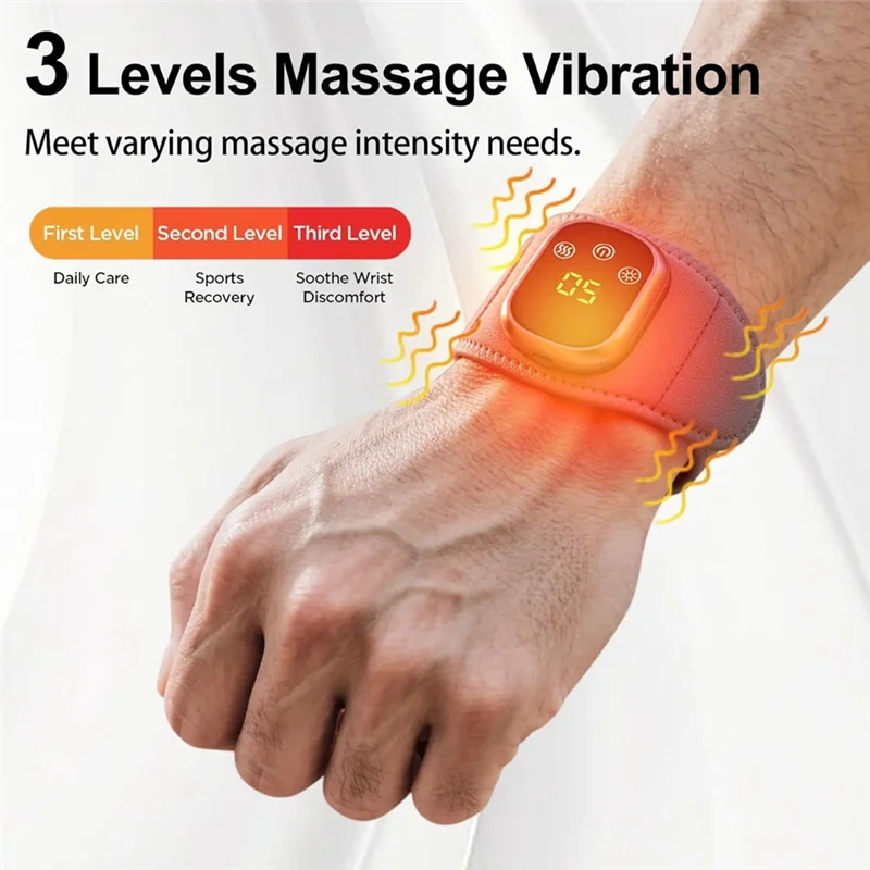 A55X-pulsera de relajación de envoltura muscular portátil, 2 uds. Con masaje térmico, 3 modos de descarga, 5 niveles de calor, almohadilla calefactora recargable