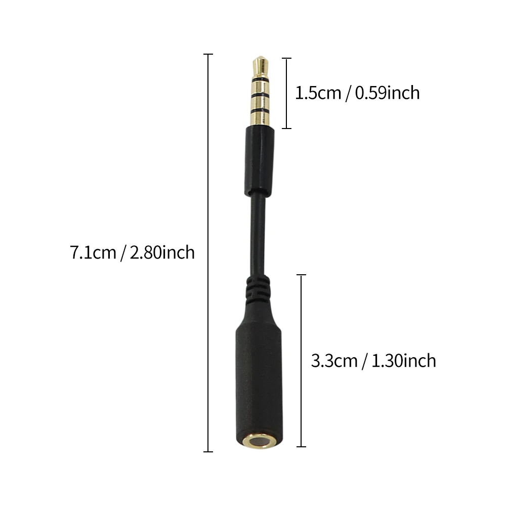 7.5cm 3.5mm Stero Male to Female M/F Plug Jack Headphone Audio Extension Short Cable Supports microphone calls