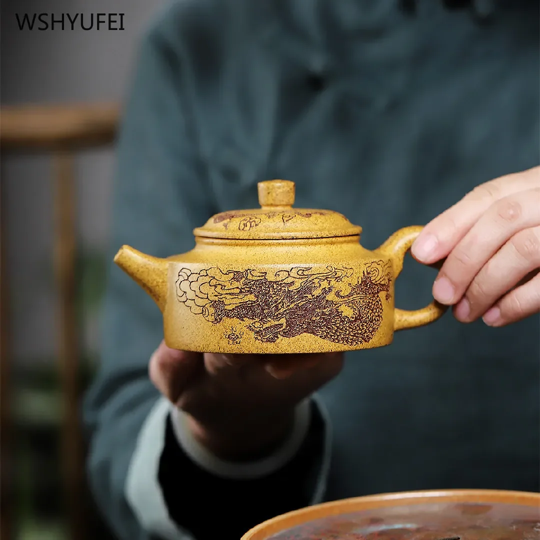 Dezhong-Purple Clay Teapot for Mining Section, Kung Fu Tea, Exquisite, 230ml Original ore section clay purple clay teapot 1pcs