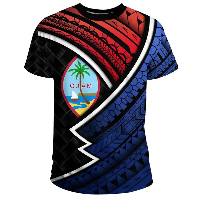 Guam Polynesia T Shirts Men Summer Casual 3D Printed T-shirt Hawaiian Round Neck Short Sleeves Tops Street Oversized Tee Shirt