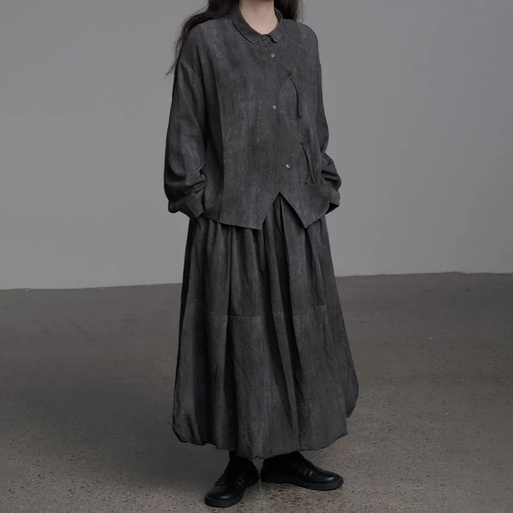 Осень-зима, мужская модная ниша для поездок на работу, против морщин, юбка с бутоном цветка, плиссированная черная юбка трапециевидной формы с высокой талией, унисекс