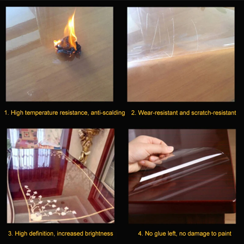 HD Transparent Self-adhesive Waterproof Heat-resistant Desktop Protective Film Kitchen Countertop Film Furniture Decoration