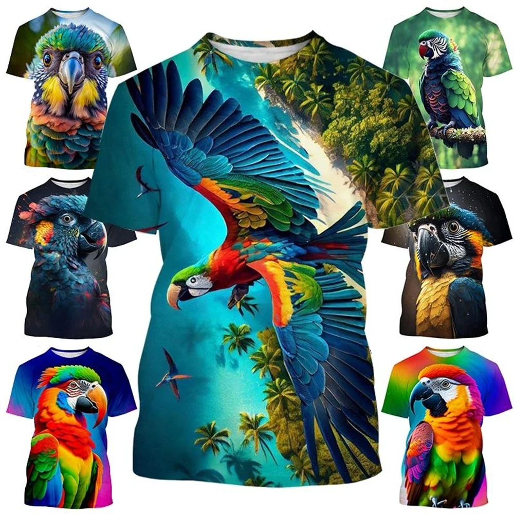 Parrot 3d Printed T-Shirt Men\'s Woemen\'s Fashion Casual Cool T-Shirt Funny Summer Short Sleeve Tops New Unisex Kids T shirt