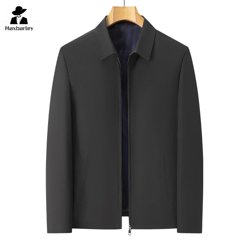 

Spring Autumn Men Jacket 2024 New Fashion Turn Down Collar Smart Casual Classic Luxury Business Jacket Brand Outerwear & Coats