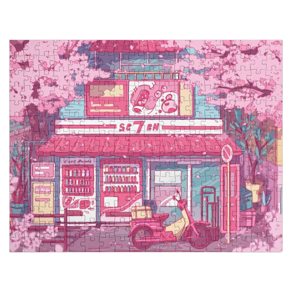 The aesthetic Tokyo street with vending machines and a grocery store Jigsaw Puzzle Wooden Jigsaw Puzzle Customized Toys For Kids