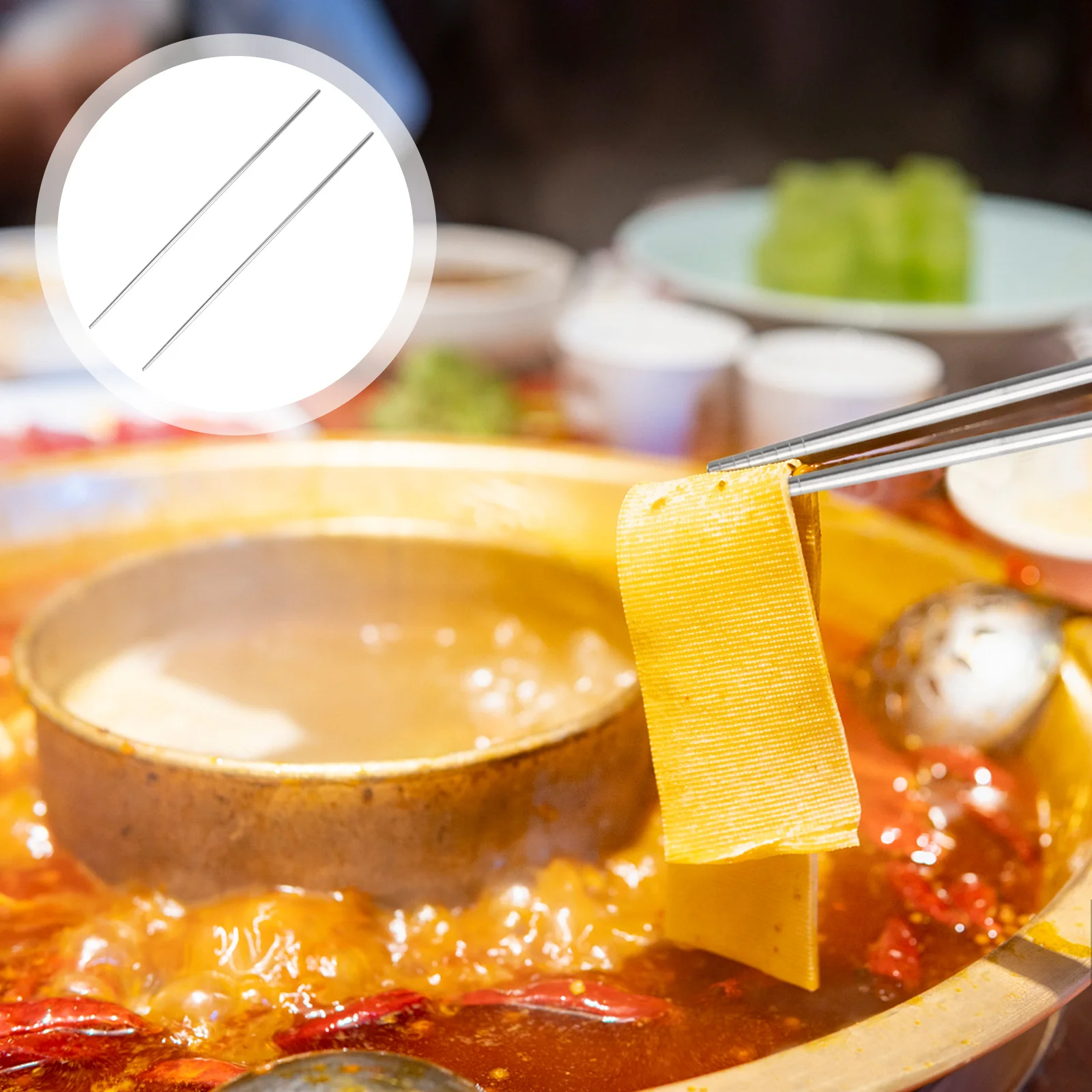 

2pcs Stainless Steel Anti-Scalding Long Chopsticks 38Cm For Frying Hot Pot Cooking Non-Slip Oil Resistant Kitchen Tools