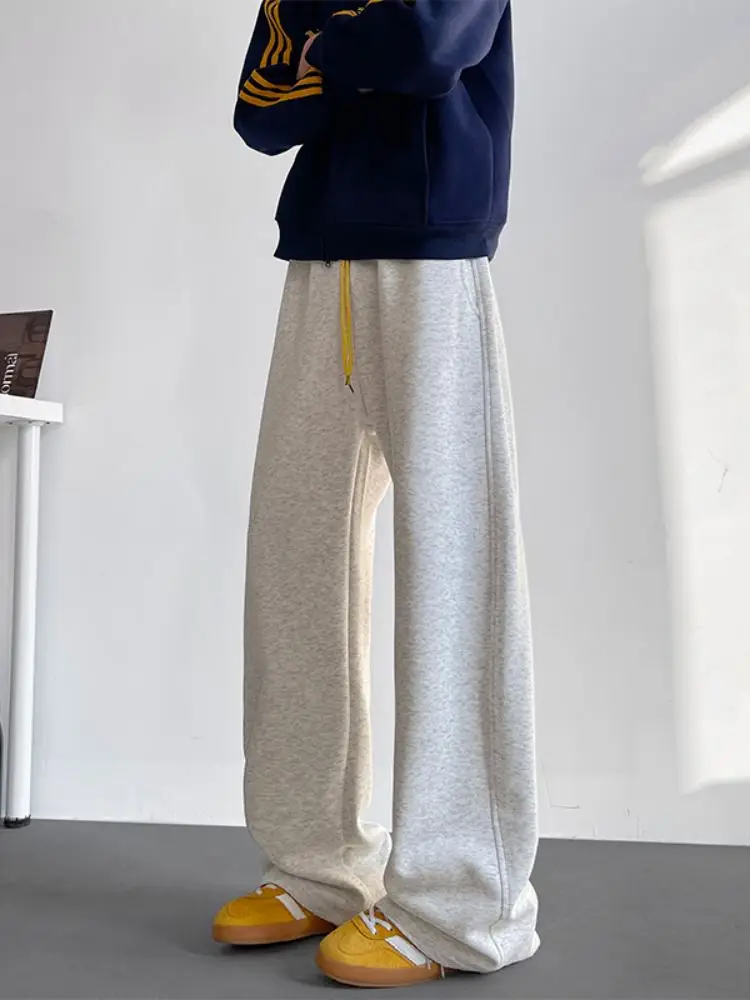 

Мужские брюки Thiened Dstring Bend Knife: осенне-зимние, свободные, прямые, широкие, длинные, повседневные, модные