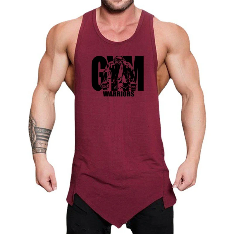 Mens Casual Sport Workout Tank Tops Gym Bodybuilding Fitness Muscle Singlets Summer Sleeveless Loose Cotton Breathable T-Shirts