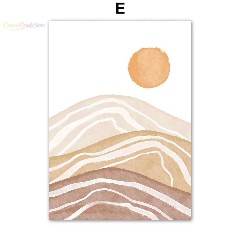 Boho Mountain River Moon Vase Flowers Wall Art Canvas Painting Abstract Beige Posters And Prints Pictures For Living Room 2026