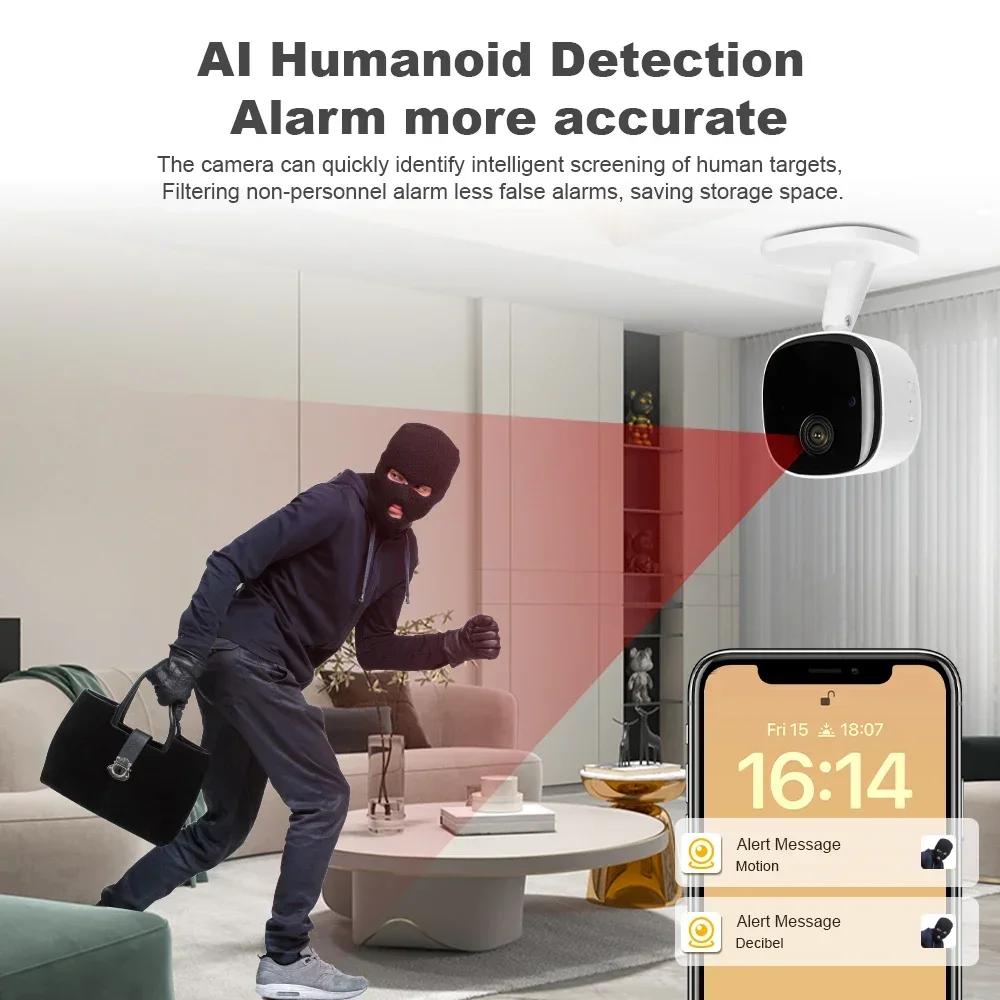 4K Security Camera Wireless Full Color Night Vision WiFi Monitor Waterproof Motion Detect Surveillance With 2 Way Audio 2026 NEW