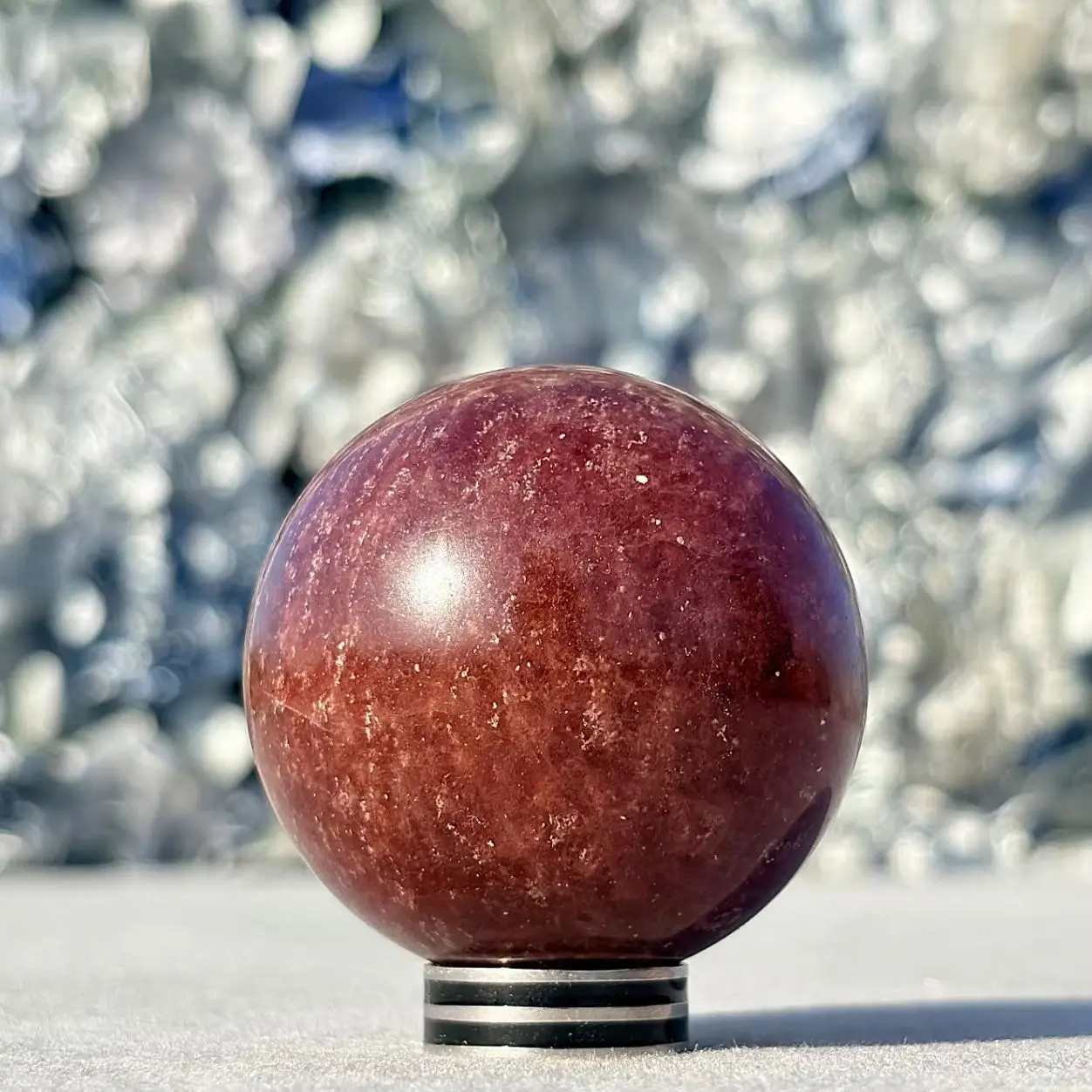 Natural Strawberry Crystal Balls, Crystal Quartz Red Ore Polished Balls, Mineral Healed Crystal Balls