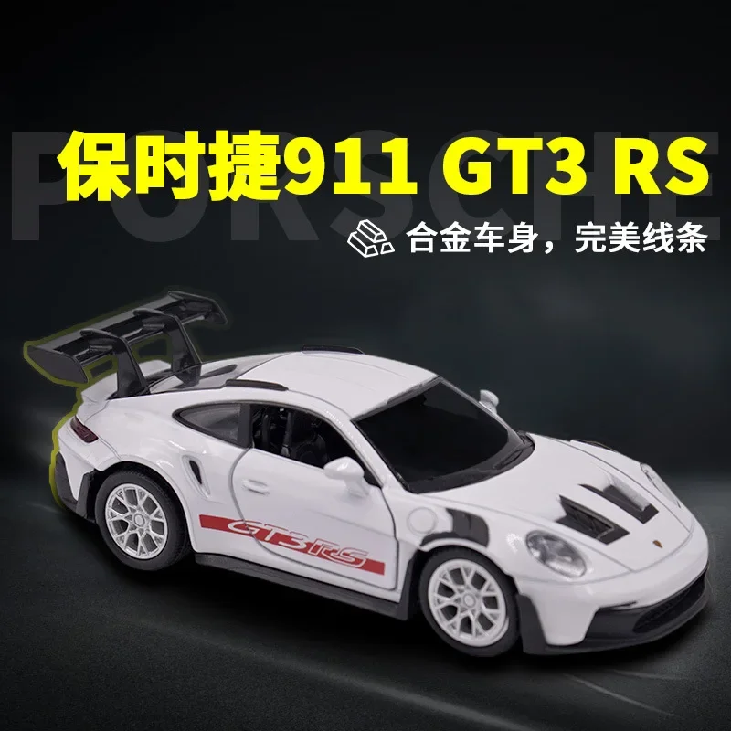 Porsche 911 GT3 RS supercoche de aleación, modelo de coche con luz de sonido extraíble, colección de regalos para niños, D164, 1:36