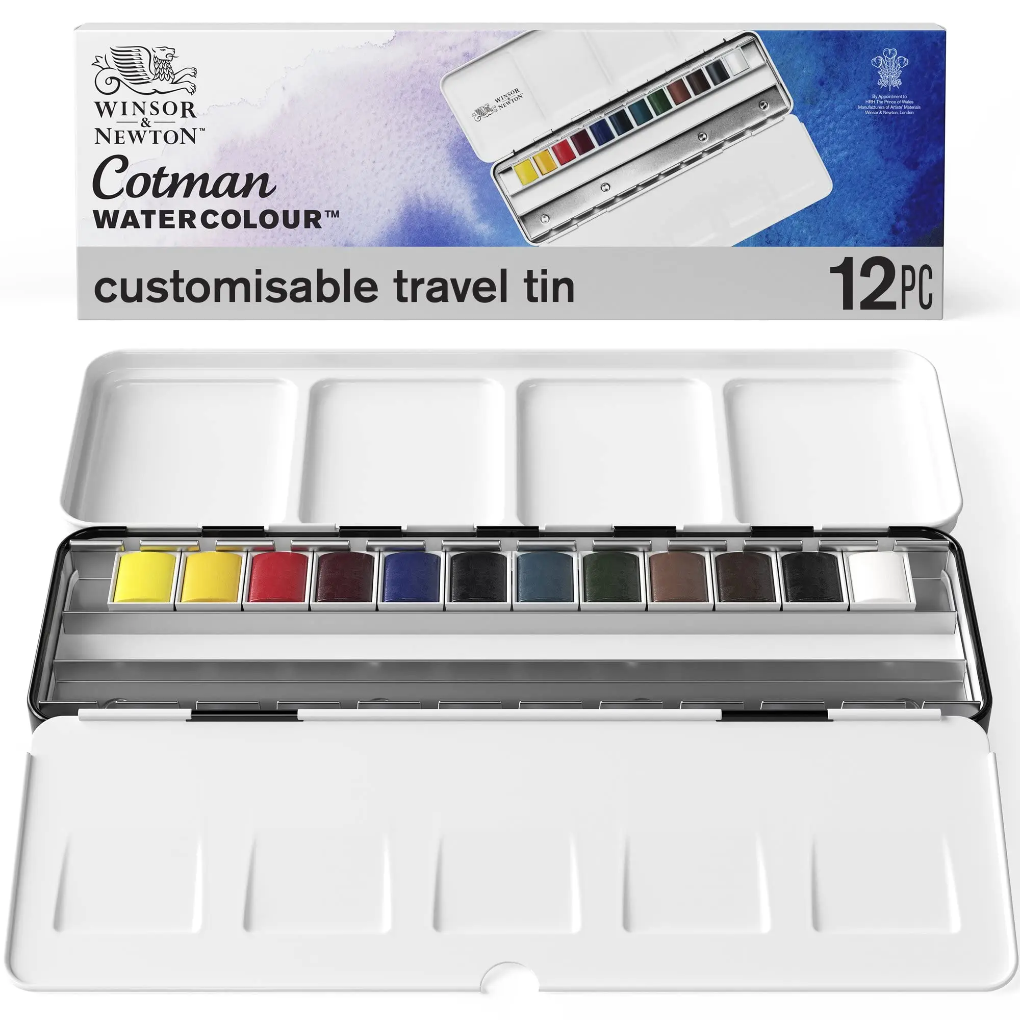 Winsor & Newton Cotman Watercolor Paint Set Travel Complementary Color Metal Pattle 12 Half Pans Colors Artist Pigment Aquarelle