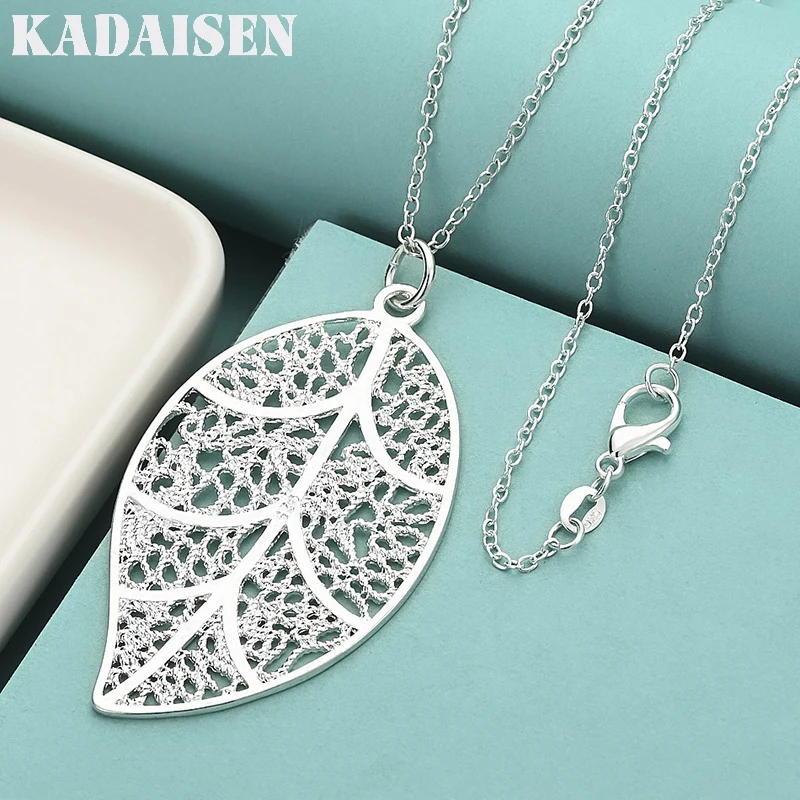 

925 Sterling Silver Necklace For Women Leaf Pattern Pendant 18 Inches Christmas Gifts High Quality Wedding Jewelry