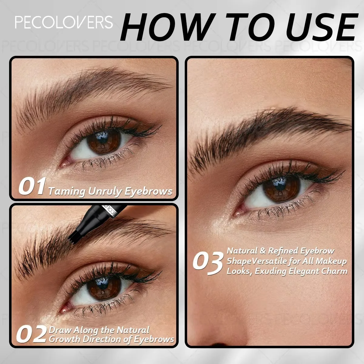 1PC Four Fork Liquid Eyebrow Pencil, Durable Waterproof, Easy To Slide, Filling Eyebrow Gaps, Suitable for All Types
