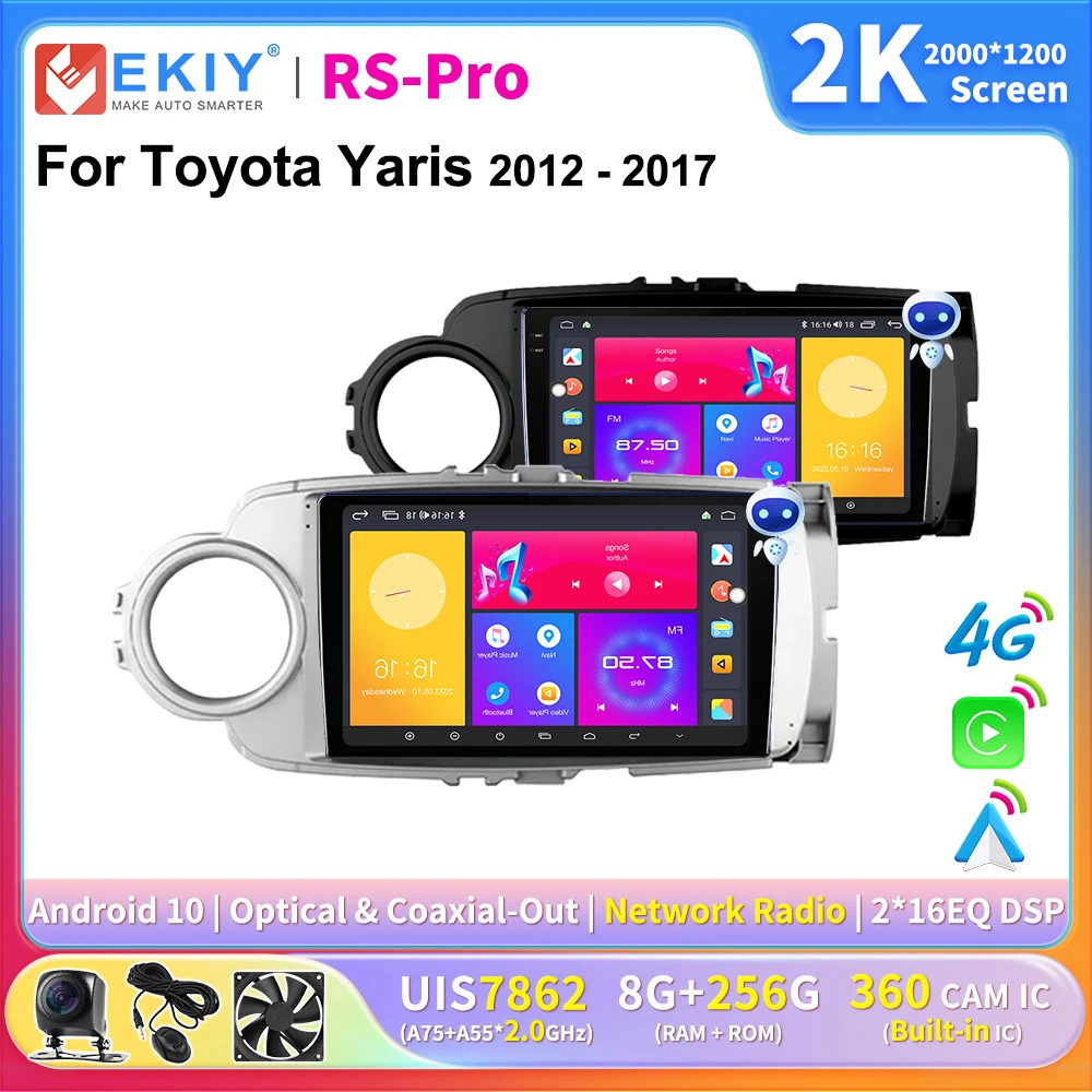 

EKIY 2K Screen CarPlay Radio For Toyota Yaris 2012 - 2017 Android Auto 4G Car Multimedia GPS Player Autoradio Stereo Navigation