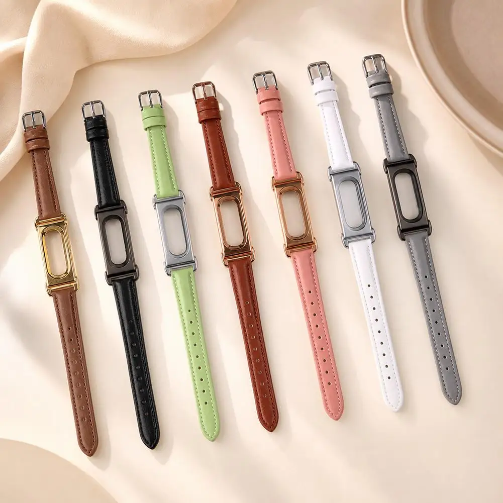For Google Fitbit Air Band Leather Band With Metal Protective Frame Multi Color Adjustable Watch Strap For Google Fitbit Air