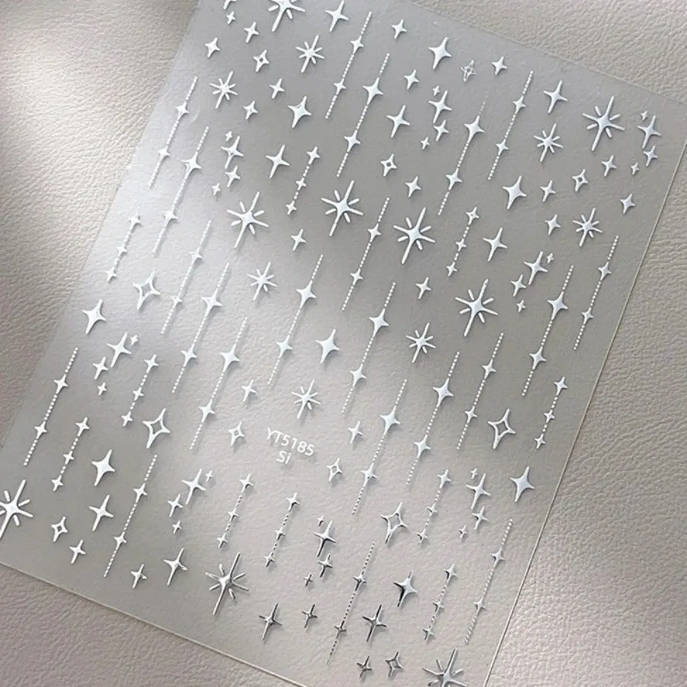 Rhinestones Relief Nail Art Decorations Starlight Laser Glitter Self-Adhesive Manicure Decals Gold Silver Stamped 3D Nail Art