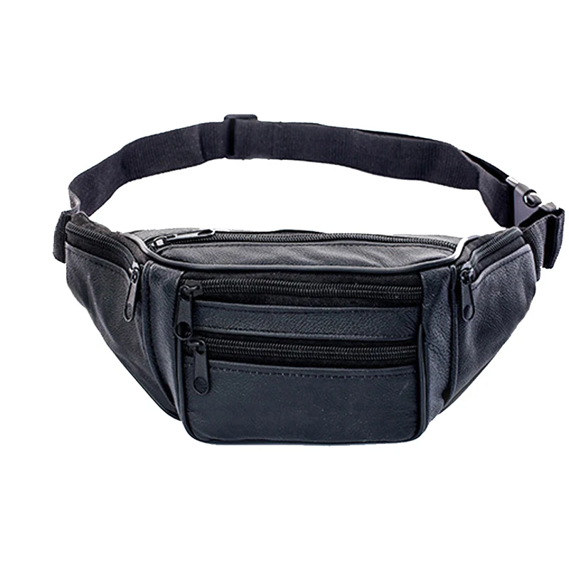 

Men Leather Waist Bag Multi-Pocket And Multiple Zipper Belt Bag Adjustable Belt Fanny Pack Shopping Phone Bags
