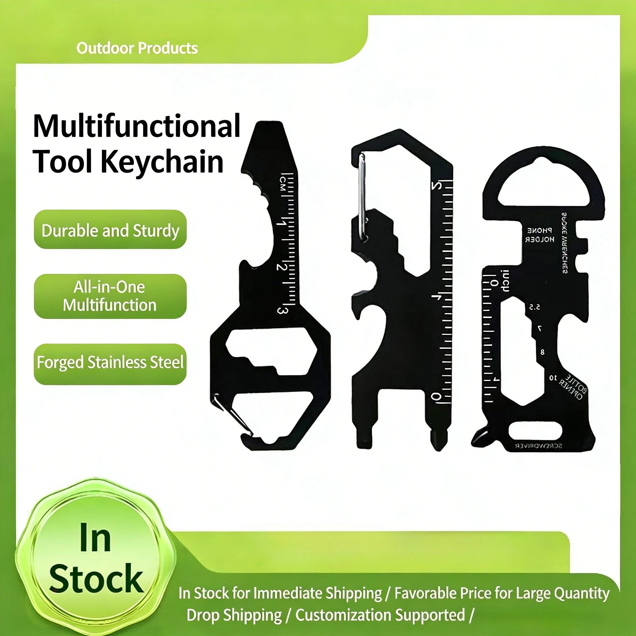 Portable Stainless Keychain Wrench and Screwdriver Tool