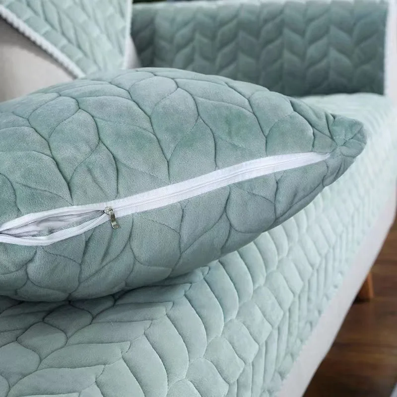 Thicken Short Plush Quilted Sofa Towel Lace Edge Non-slip Sofa Cover European Style Sectional L-shaped Couch Cover