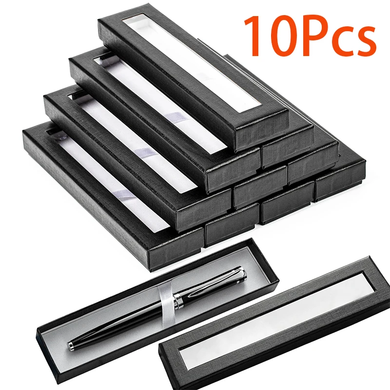 10 Pieces Empty Pen Gift Box Pen Case with Cushion Clear Lid Cardboard Pen Box Pen Display Case