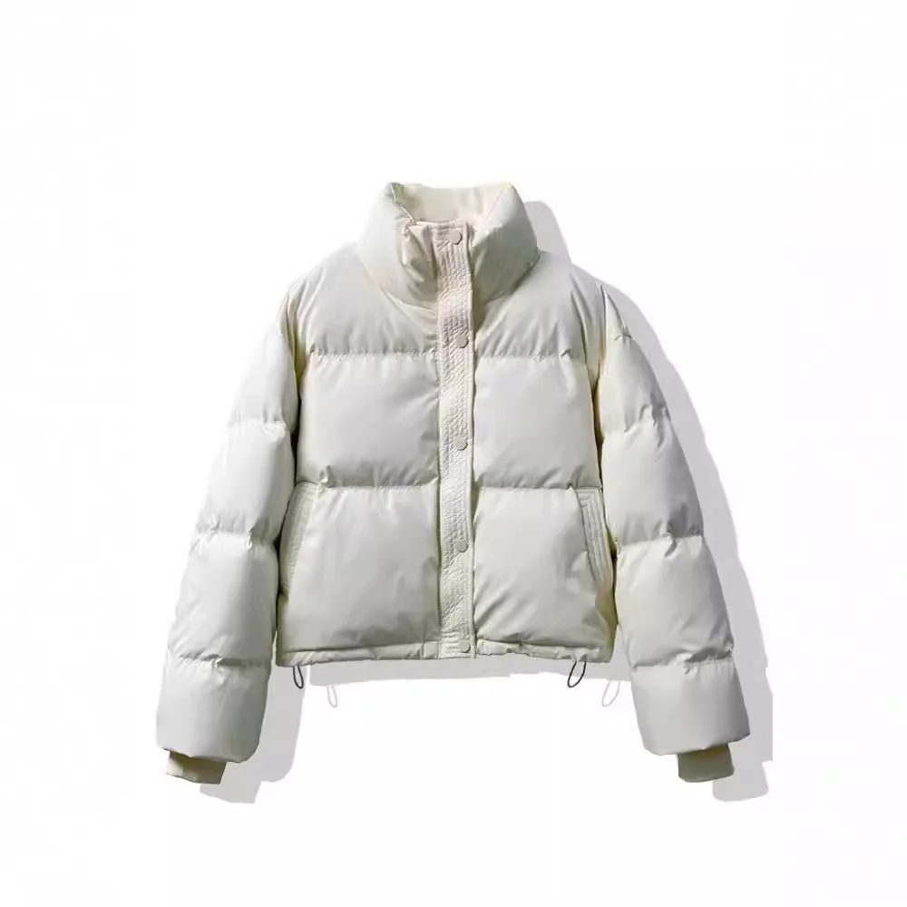 PU Leather Cotton Padded Jacket Women Crop Puffer Jacket Winter Warm Thick Loose Padded Coat Waterproof Windproof Trendy Jacket