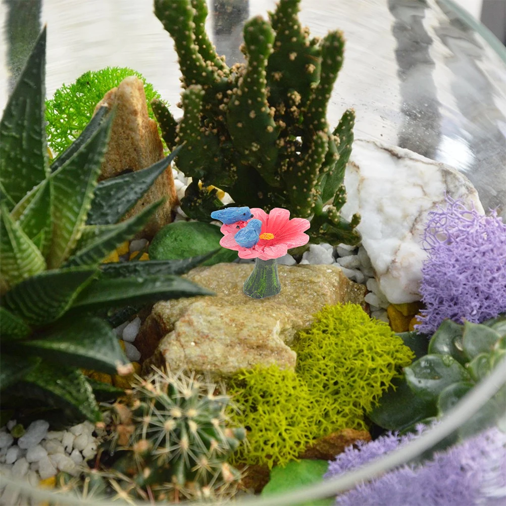 

2pcs Micro Landscape Ornament Resin Miniature Birds Bonsai Figurines Home Office Decor Garden Bird Model Play Toy