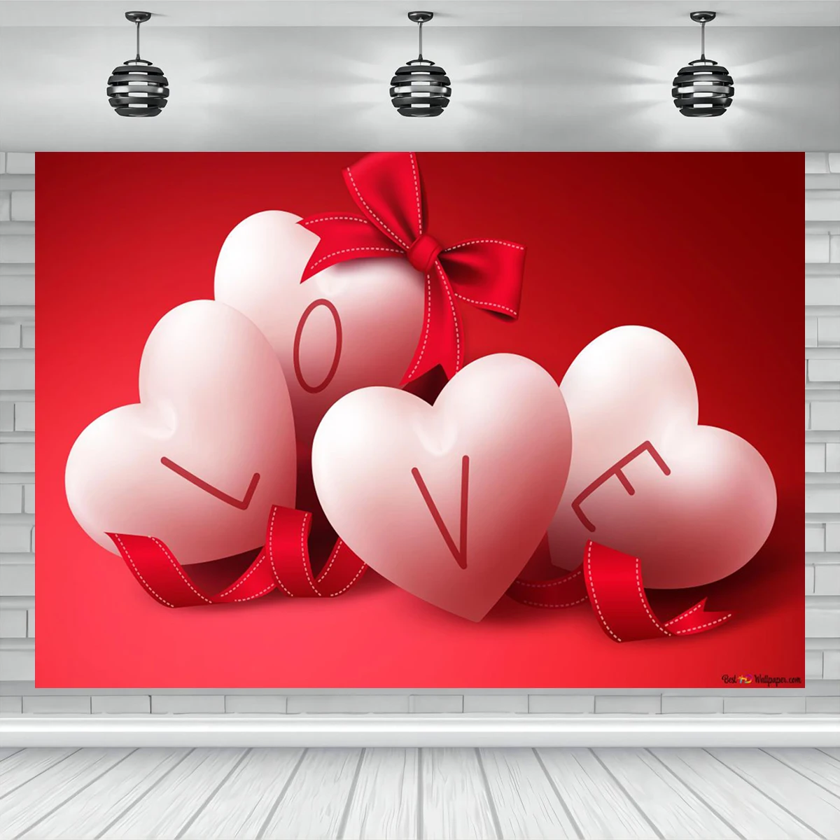 8x6ft Valentine's Day Background Love Heart Backdrop Shopping Mall Decoration Wedding Party Welcome Photography Signature Banner