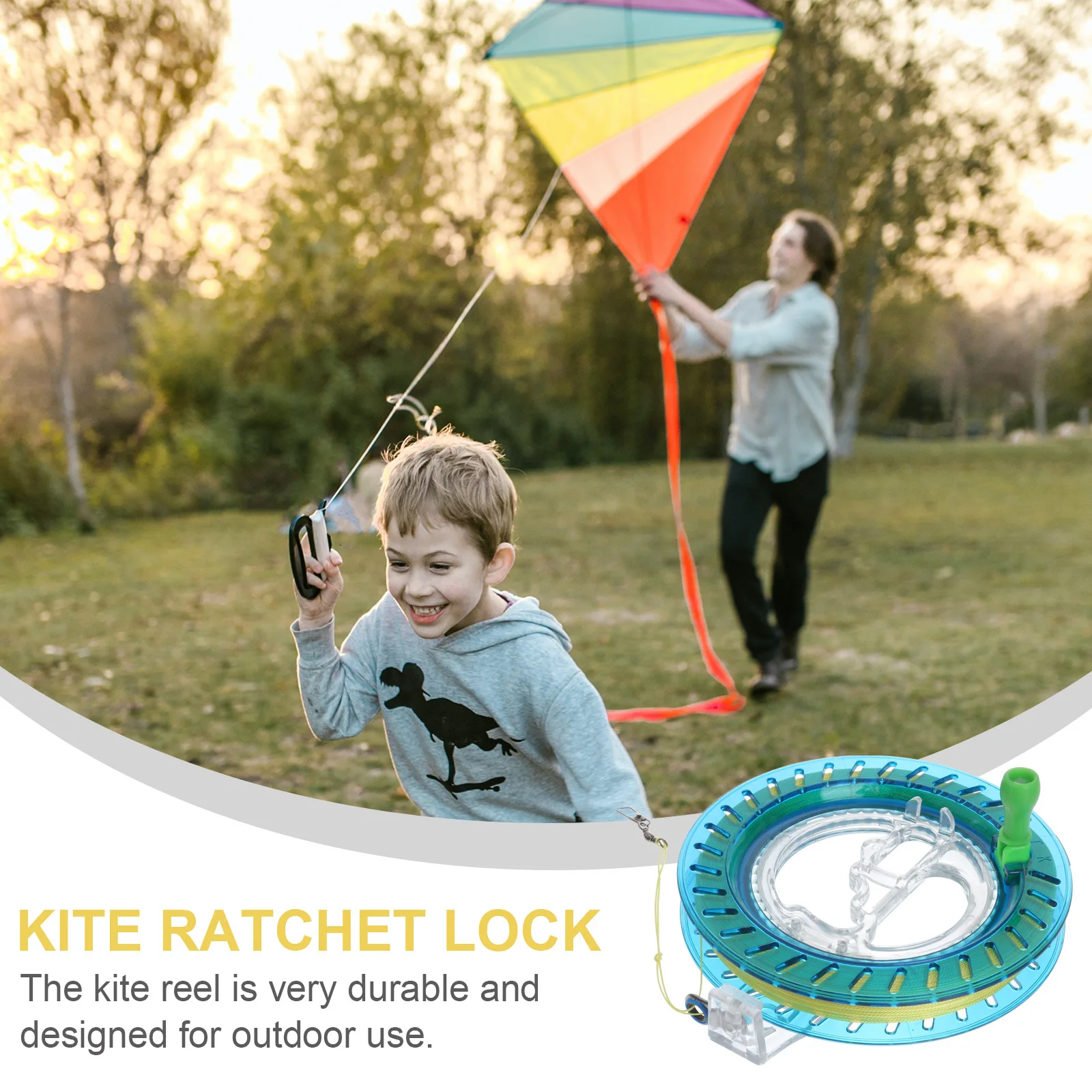 1pc Plastic Line Wheel 18Cm Sky-Blue 150M Colored Crystal Steel Bead Wire Winding Reel Abs Durable Kite Ratchet Lock Portable