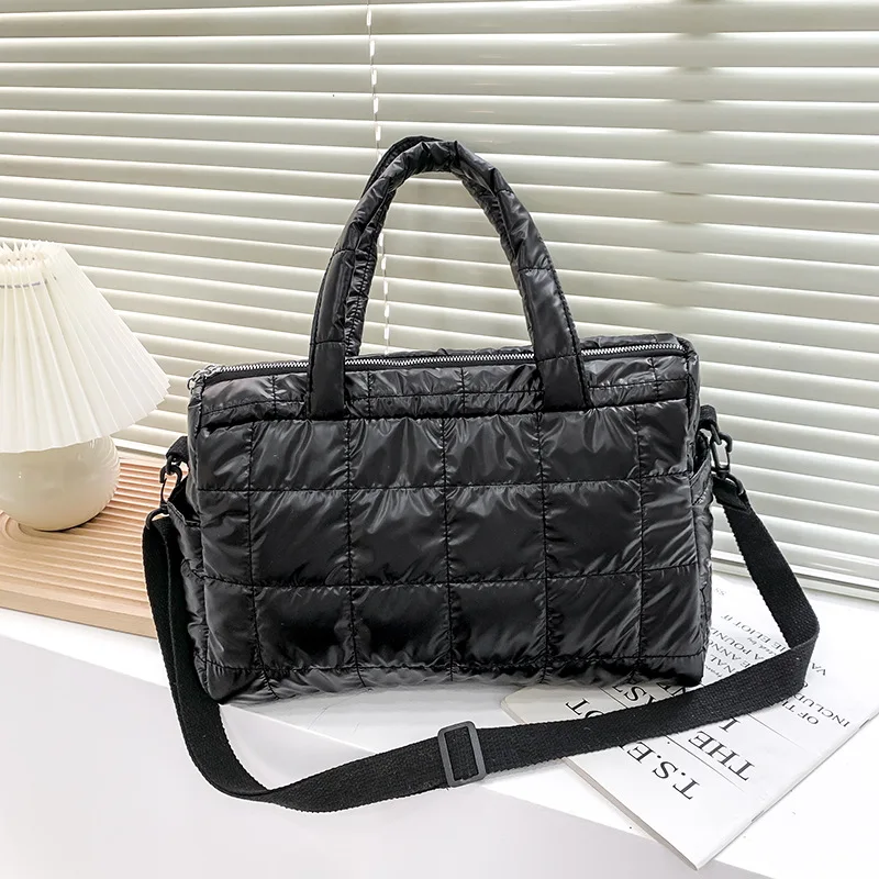 Yogodlns Luxus Raum Gepolsterte Baumwolle Handtasche Große Kapazität Schulter Tasche Wasserdichte Nylon Tasche Reise Unten Umhängetasche Geldbörse Bolsa – Detail 20