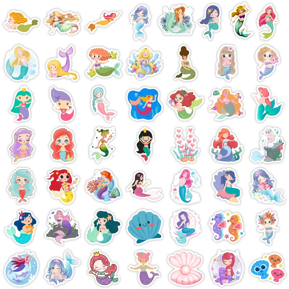 Kawaii Cute Cartoon Mermaid Stickers DIY Toy Gift Decorative Decal for Phone Luggage Laptop Bottles Scrapbook Waterproof