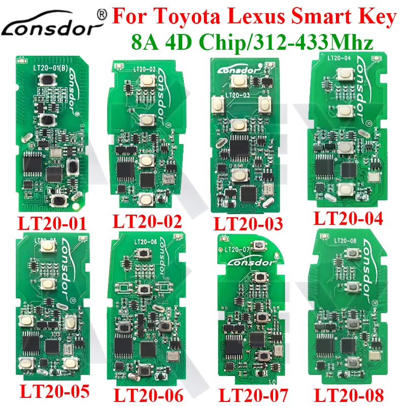 Keyless Entry Auto Car Key Universal  Lonsdor LT20 for Lexus for Subaru for Toyota 8A 4D Chip A433 F433 5290 0020 0440 0410 0140