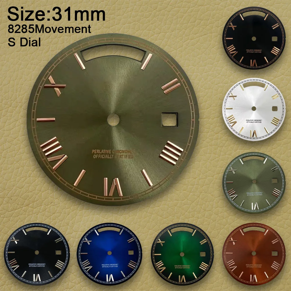31 мм S логотип циферблата день и дата арабский солнечный циферблат подходит для механизма 8285 высококачественные аксессуары для модификации часов 31 мм S логотип циферблата день и дата арабский солнечный циферблат подходит для механизма 8285 высококачественные аксессуары для модификации часов
