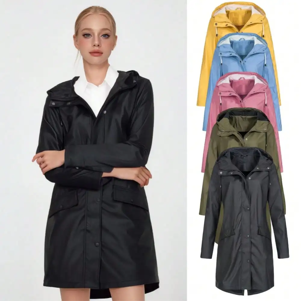 

Новинка 2026: Удлиненная женская куртка-дождевик для активного отдыха и альпинизма, средней длины