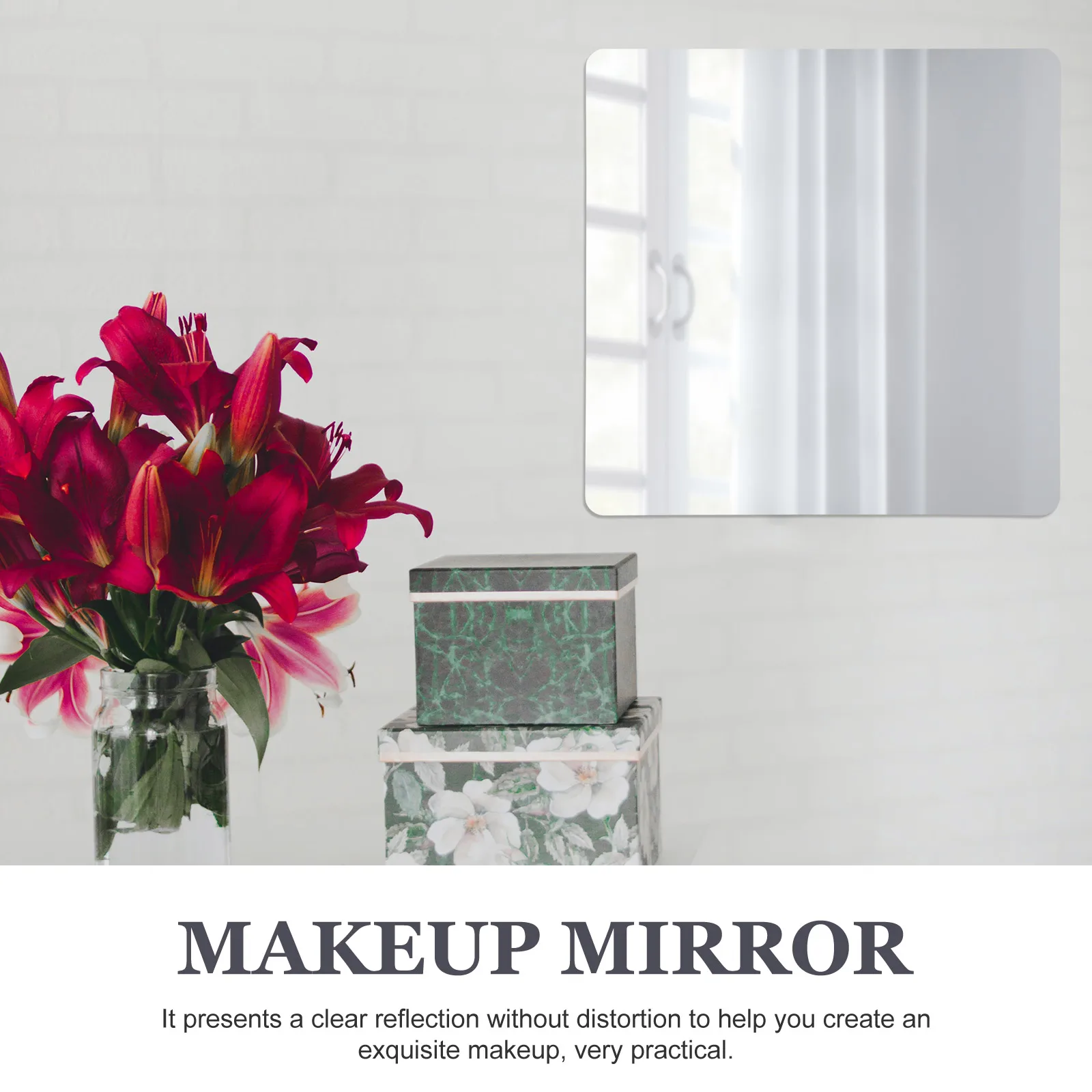 

2 Pcs Make up Mirror Tiles Travel Mirrors Acrylic Mounted Adhesive for Bathroom