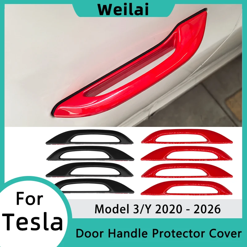 

Door Handle Protector Cover For Tesla Model 3 Y 2020-2026 Accessories Car ABS Door Handle Cover Outer Handle Cover Warp Covers