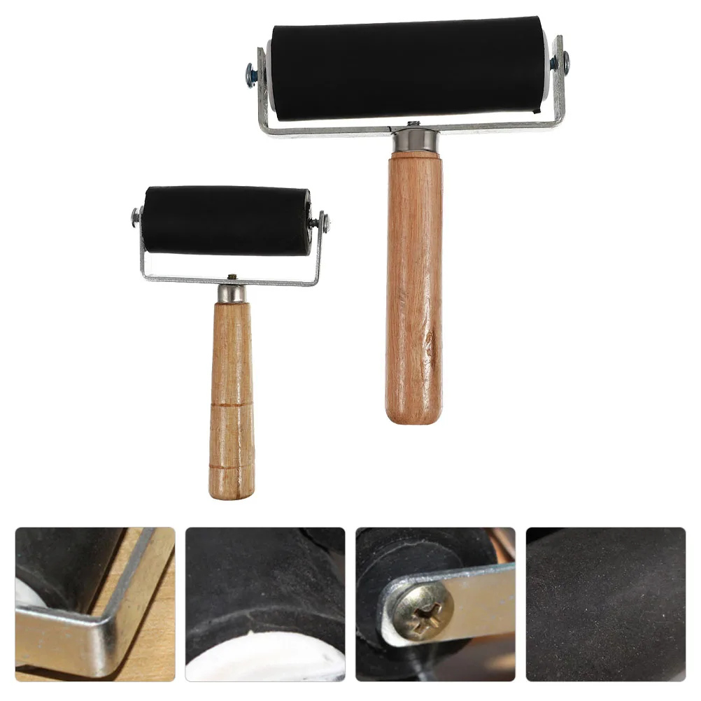 

2 pcs Brush For Painting Durable Non-Slip Handle Rubber Roller Wide Use In Printing Scrapbooks Wallpapers Ink Blocks Drawing