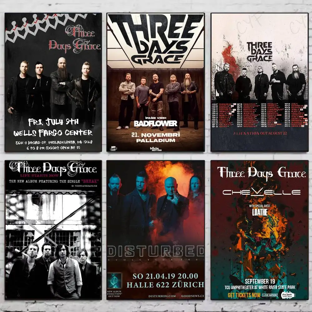 Популярная рок-группа T-three Days Grace постер высокого качества в общежитии, гостиной, эстетическое украшение стены, наклейки для рисования, подарок
