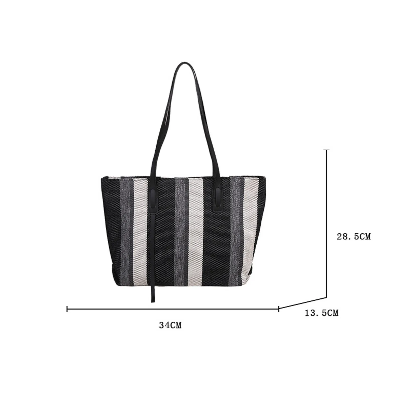 Large Capacity Women\'s Shoulder Bag Simple Vertical Stripe Casual Tote Bag 2024 Summer Fashion Handbag Female Canvas Shopper Bag