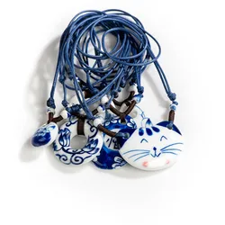 Blue And White Porcelain Ceramic Necklace Handmade Jewelry Wholesale Gift Accessories For Women #XN266