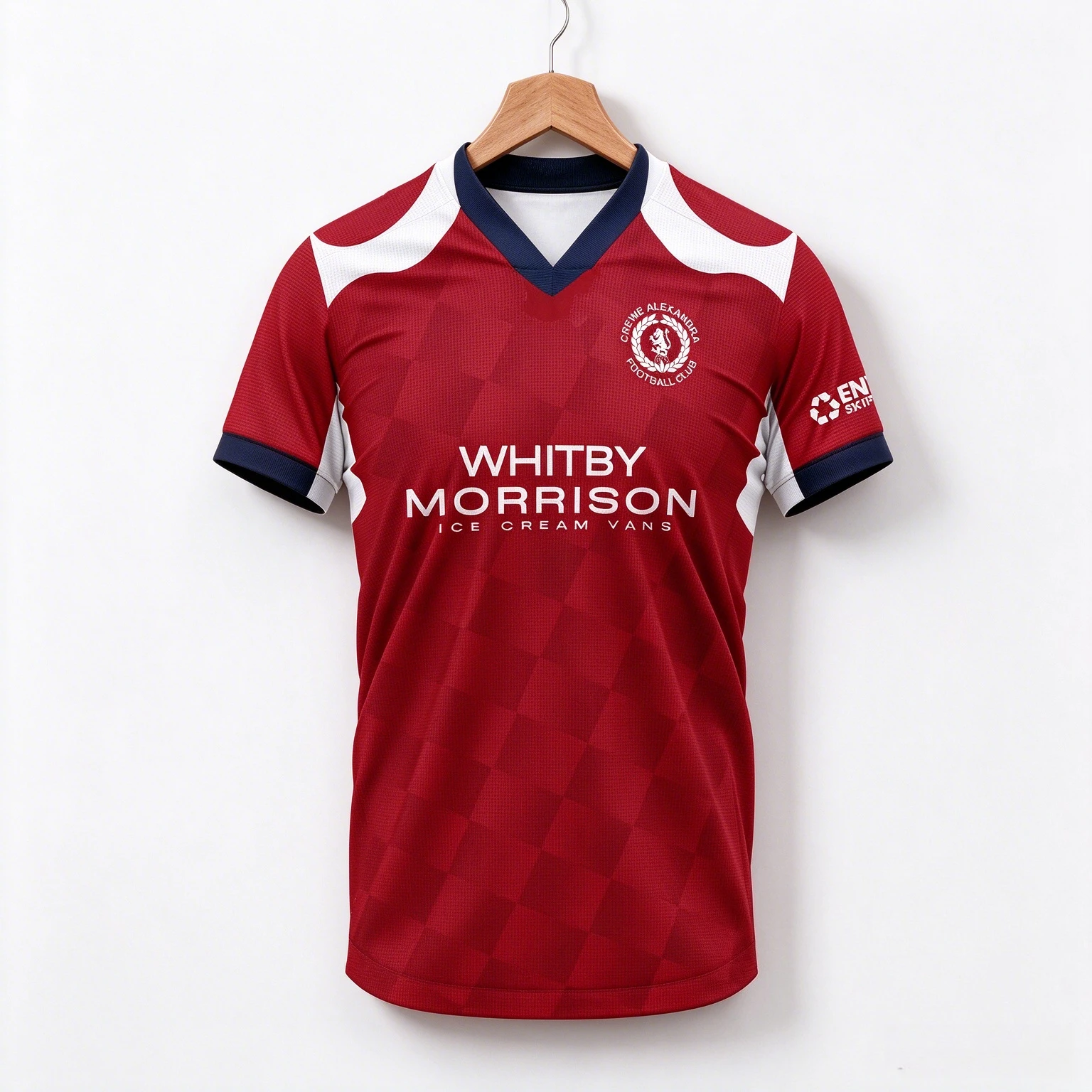 Red Checkered V Neck Sports Jersey, White Shoulder Patch Short Sleeve Soccer T-shirt, Quick Dry Family Matching Adults Kids Tees