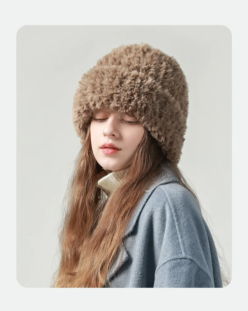 Solid Color Plush Hat, Velvet and Thickeneded Winter Cold-Proof Hat, Warm Ear Protection, Face-Showing Small Knitted Hat