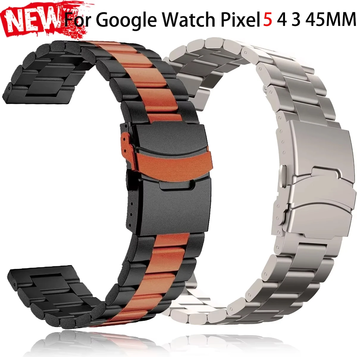 Titanium Alloy Strap for Google Watch Pixel 5 4 3 45mm Luxuey Man Business Band for Pixel 5 45mm Replace Safety Buckle Bracelet