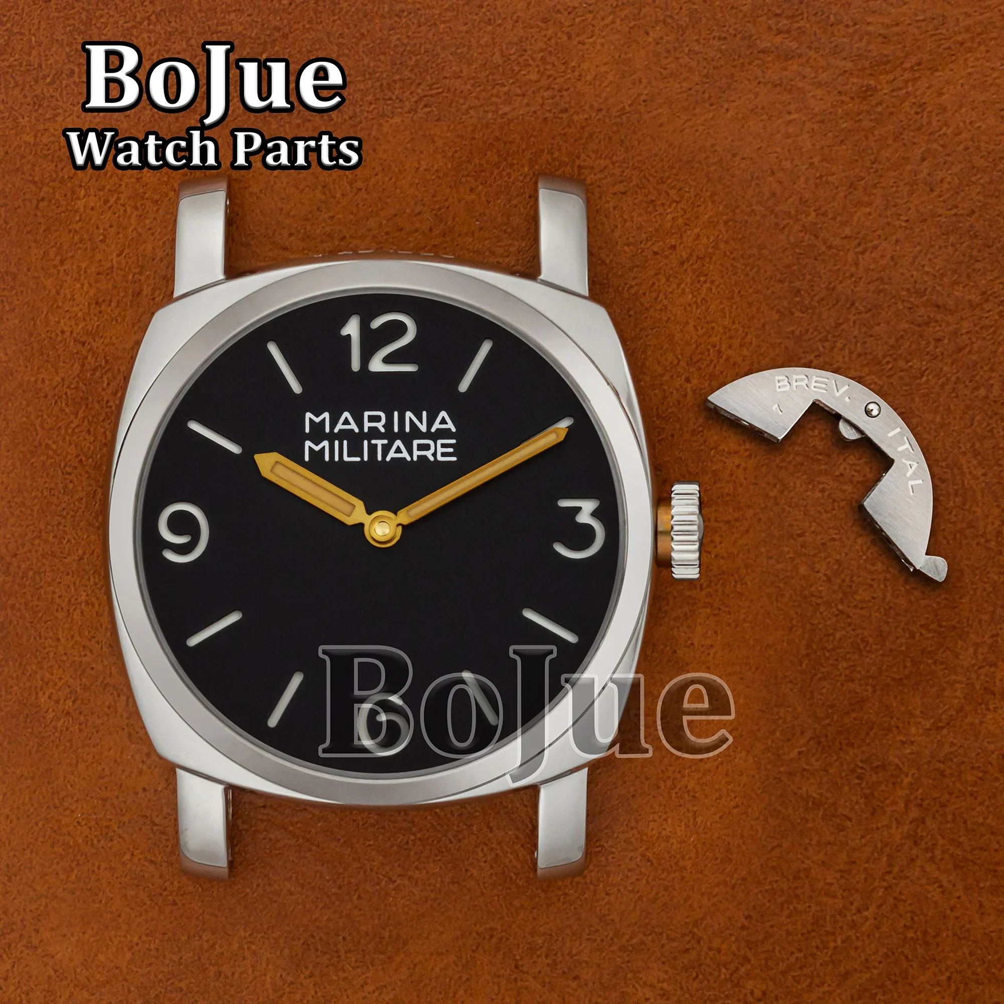 

Vintage Watch Dial Hands Stainless Steel Case Fit for PAM 6152 ETA 6497/6498 Movement Watch Accessories Repair Parts 47mm Case
