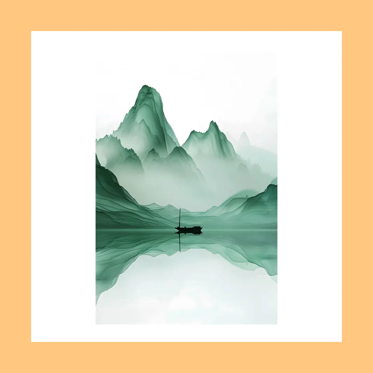 Ink Wash Landscape Mountain River – Frameless Canvas Chinese Art for Home Living Room Decor 2026