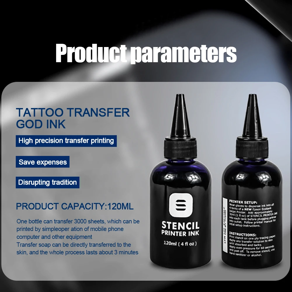 2PCS 120ml Tattoo Stencil Printer Ink 4oz Transfer Tracing Paper A4 Inkjet Transfer Machines Dedicated Ink Tattoo Accessories