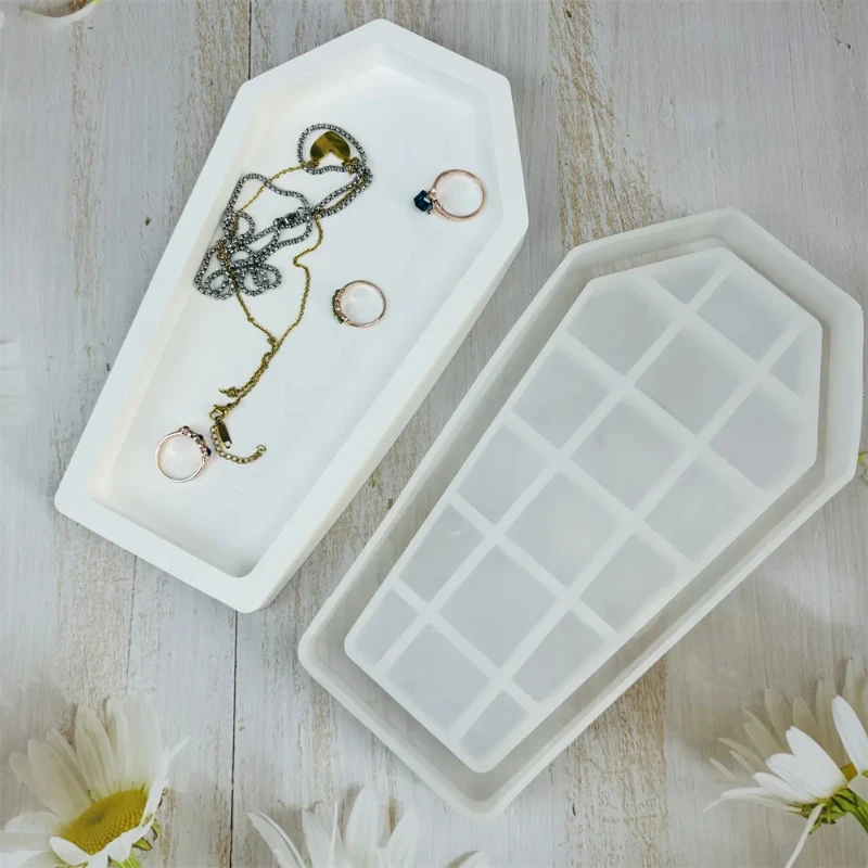 

Коробка для хранения гроба на Хэллоуин, смоляная форма, поднос, сервировочная тарелка, гипсовая форма, сделай сам, держатель для ювелирных изделий, деко, инструменты для литья